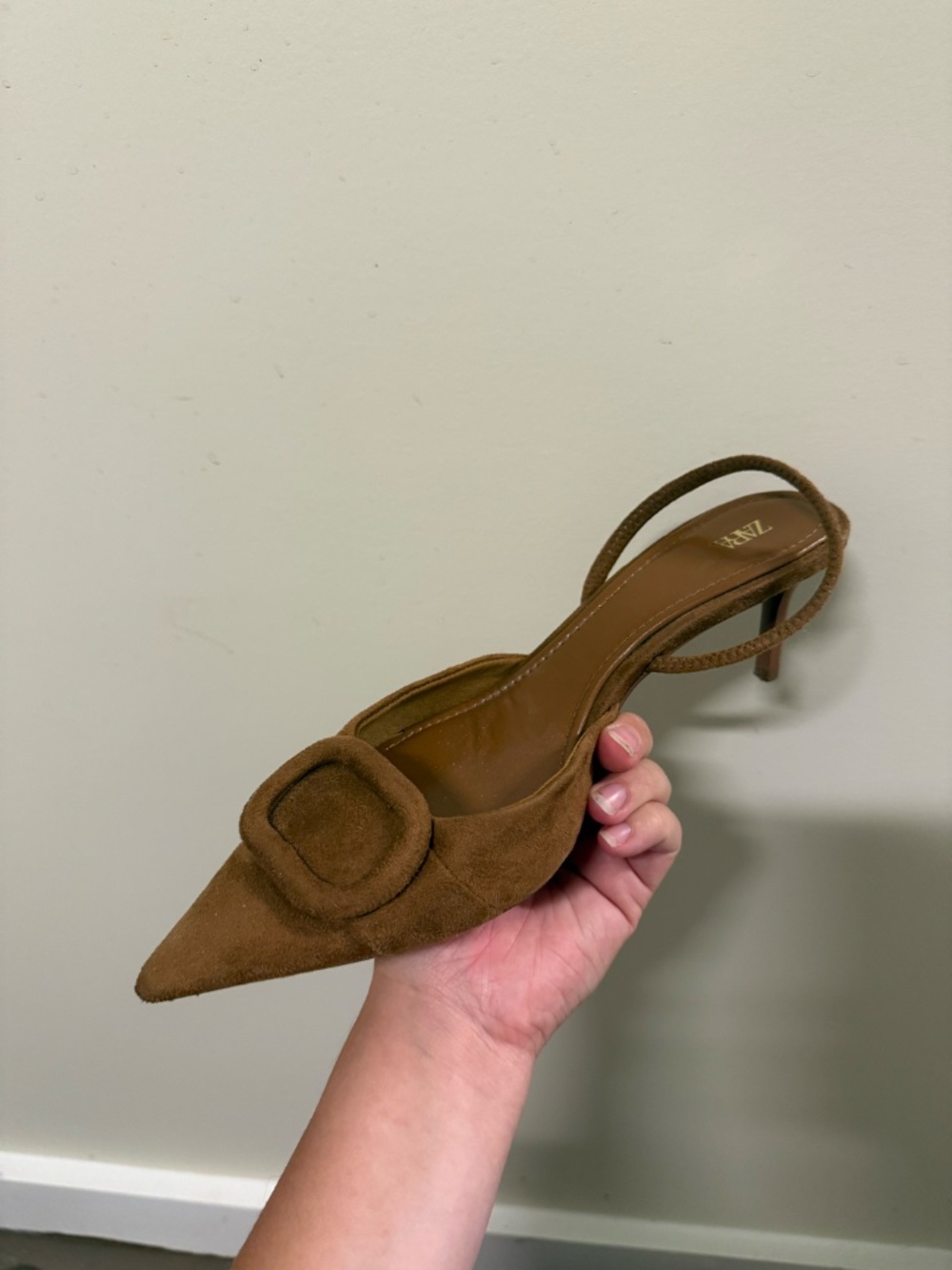 Zara Suede Kitten Heel Slingbacks - Picture 2 of 4